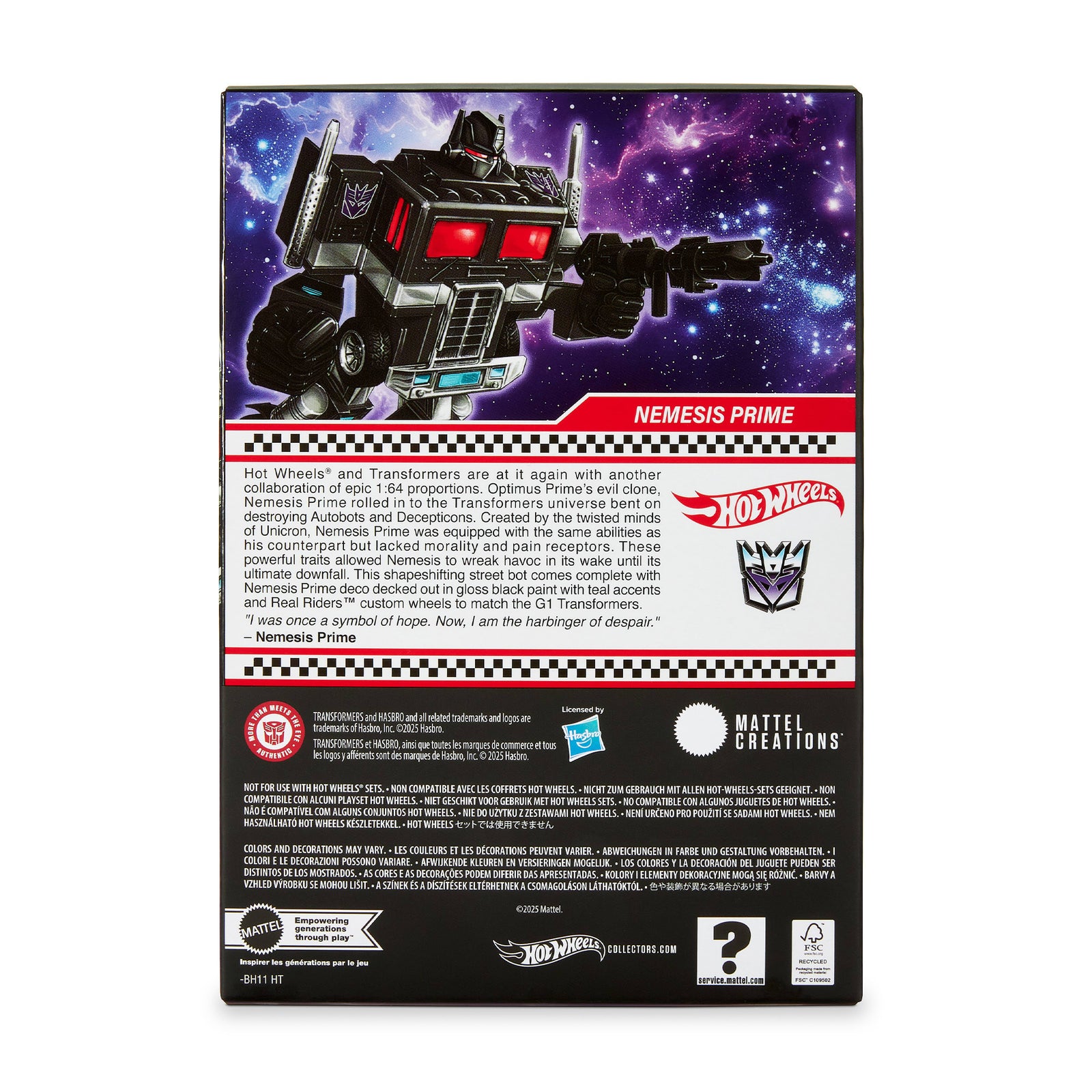 Hot Wheels Transformers Nemesis Prime